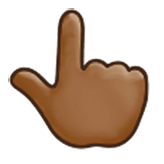👆🏾 Emoji Dorso Da Mão Com Dedo Indicador Apontando Para Cima: Pele Morena Escura na Samsung One UI 3.1.1.
