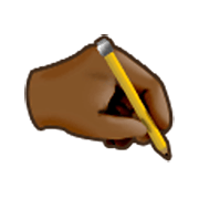 🖎🏾 Emoji Schreiben der linken Hand: mitteldunkle Hautfarbe Samsung One UI 3.1.1.