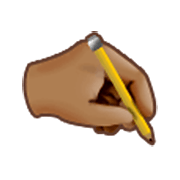 🖎🏽 Emoji Mão esquerda escrevendo: Pele Morena na Samsung One UI 3.1.1.