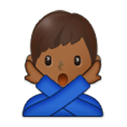 🙅🏾‍♂️ Emoji Hombre Haciendo El Gesto De «no»: Tono De Piel Oscuro Medio en Samsung One UI 3.1.1.