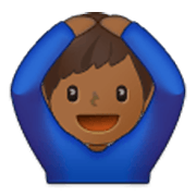 🙆🏾‍♂️ Emoji Mann mit Händen auf dem Kopf: mitteldunkle Hautfarbe Samsung One UI 3.1.1.