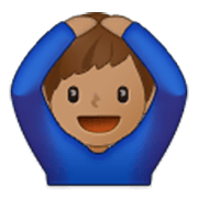 🙆🏽‍♂️ Emoji Mann mit Händen auf dem Kopf: mittlere Hautfarbe Samsung One UI 3.1.1.
