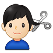 Émoji 💇🏻‍♂️ Homme Qui Se Fait Couper Les Cheveux : Peau Claire sur Samsung One UI 3.1.1.