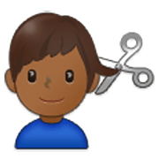 💇🏾‍♂️ Emoji Mann beim Haareschneiden: mitteldunkle Hautfarbe Samsung One UI 3.1.1.