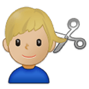 💇🏼‍♂️ Emoji Mann beim Haareschneiden: mittelhelle Hautfarbe Samsung One UI 3.1.1.