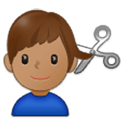 💇🏽‍♂️ Emoji Mann beim Haareschneiden: mittlere Hautfarbe Samsung One UI 3.1.1.