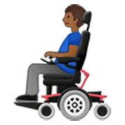 👨🏾‍🦼 Emoji Mann in elektrischem Rollstuhl: mitteldunkle Hautfarbe Samsung One UI 3.1.1.