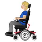 👨🏼‍🦼 Emoji Mann in elektrischem Rollstuhl: mittelhelle Hautfarbe Samsung One UI 3.1.1.