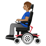 👨🏽‍🦼 Emoji Mann in elektrischem Rollstuhl: mittlere Hautfarbe Samsung One UI 3.1.1.