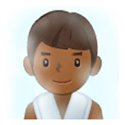 🧖🏾‍♂️ Emoji Mann in Dampfsauna: mitteldunkle Hautfarbe Samsung One UI 3.1.1.