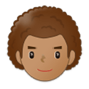 Émoji 👨🏽‍🦱 Homme : Peau Légèrement Mate Et Cheveux Bouclés sur Samsung One UI 3.1.1.