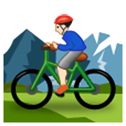 🚵🏻‍♂️ Emoji Homem Fazendo Mountain Bike: Pele Clara na Samsung One UI 3.1.1.