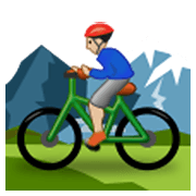 🚵🏼‍♂️ Emoji Homem Fazendo Mountain Bike: Pele Morena Clara na Samsung One UI 3.1.1.