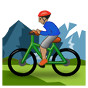 🚵🏽‍♂️ Emoji Homem Fazendo Mountain Bike: Pele Morena na Samsung One UI 3.1.1.