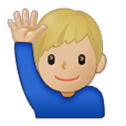 🙋🏼‍♂️ Emoji Mann mit erhobenem Arm: mittelhelle Hautfarbe Samsung One UI 3.1.1.
