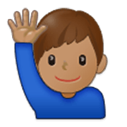 🙋🏽‍♂️ Emoji Hombre Con La Mano Levantada: Tono De Piel Medio en Samsung One UI 3.1.1.