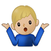 🤷🏼‍♂️ Emoji schulterzuckender Mann: mittelhelle Hautfarbe Samsung One UI 3.1.1.