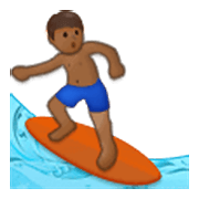 🏄🏾‍♂️ Emoji Hombre Haciendo Surf: Tono De Piel Oscuro Medio en Samsung One UI 3.1.1.