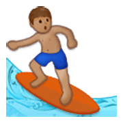🏄🏽‍♂️ Emoji Homem Surfista: Pele Morena na Samsung One UI 3.1.1.