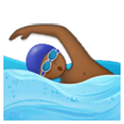 🏊🏾‍♂️ Emoji Homem Nadando: Pele Morena Escura na Samsung One UI 3.1.1.