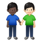 👨🏿‍🤝‍👨🏻 Emoji händchenhaltende Männer: dunkle Hautfarbe, helle Hautfarbe Samsung One UI 3.1.1.