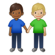 👨🏾‍🤝‍👨🏼 Emoji händchenhaltende Männer: mitteldunkle Hautfarbe, mittelhelle Hautfarbe Samsung One UI 3.1.1.