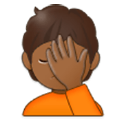 🤦🏾 Emoji sich an den Kopf fassende Person: mitteldunkle Hautfarbe Samsung One UI 3.1.1.
