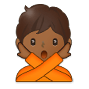 🙅🏾 Emoji Pessoa Fazendo Gesto De «não»: Pele Morena Escura na Samsung One UI 3.1.1.