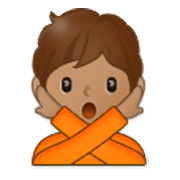🙅🏽 Emoji Persona Haciendo El Gesto De «no»: Tono De Piel Medio en Samsung One UI 3.1.1.