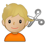 💇🏼 Emoji Persona Cortándose El Pelo: Tono De Piel Claro Medio en Samsung One UI 3.1.1.