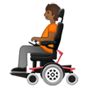 🧑🏾‍🦼 Emoji Person in motorisiertem Rollstuhl: mitteldunkle Hautfarbe Samsung One UI 3.1.1.