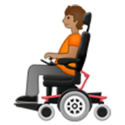 🧑🏽‍🦼 Emoji Person in motorisiertem Rollstuhl: mittlere Hautfarbe Samsung One UI 3.1.1.