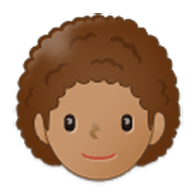 🧑🏽‍🦱 Emoji Erwachsener: mittlere Hautfarbe, lockiges Haar Samsung One UI 3.1.1.
