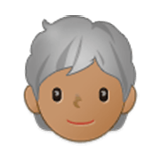 Émoji 🧑🏽‍🦳 Adulte : Peau Légèrement Mate Et Cheveux Blancs sur Samsung One UI 3.1.1.