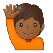 🙋🏾 Emoji Pessoa Levantando A Mão: Pele Morena Escura na Samsung One UI 3.1.1.