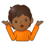 Emoji 🤷🏾 Persona Che Scrolla Le Spalle: Carnagione Abbastanza Scura su Samsung One UI 3.1.1.