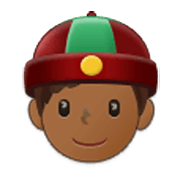 👲🏾 Emoji Homem De Boné: Pele Morena Escura na Samsung One UI 3.1.1.