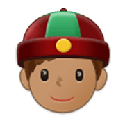 👲🏽 Emoji Mann mit chinesischem Hut: mittlere Hautfarbe Samsung One UI 3.1.1.
