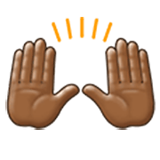 🙌🏾 Emoji Mãos Para Cima: Pele Morena Escura na Samsung One UI 3.1.1.