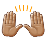 Emoji 🙌🏽 Mani Alzate: Carnagione Olivastra su Samsung One UI 3.1.1.