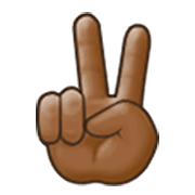 ✌🏾 Emoji Victory-Geste: mitteldunkle Hautfarbe Samsung One UI 3.1.1.
