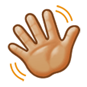 Emoji 👋🏼 Mano Che Saluta: Carnagione Abbastanza Chiara su Samsung One UI 3.1.1.