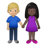 👩🏿‍🤝‍👨🏼 Emoji Mann und Frau halten Hände: dunkle Hautfarbe, mittelhelle Hautfarbe Samsung One UI 3.1.1.