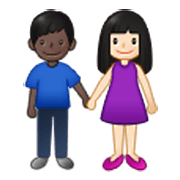 👩🏻‍🤝‍👨🏿 Emoji Mujer Y Hombre De La Mano: Tono De Piel Claro Y Tono De Piel Oscuro en Samsung One UI 3.1.1.