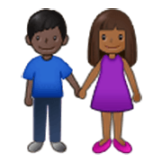 👩🏾‍🤝‍👨🏿 Emoji Mann und Frau halten Hände: mitteldunkle Hautfarbe, dunkle Hautfarbe Samsung One UI 3.1.1.