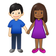 👩🏾‍🤝‍👨🏻 Emoji Homem E Mulher De Mãos Dadas: Pele Morena Escura E Pele Clara na Samsung One UI 3.1.1.