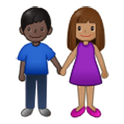 👩🏽‍🤝‍👨🏿 Emoji Mann und Frau halten Hände: mittlere Hautfarbe, dunkle Hautfarbe Samsung One UI 3.1.1.