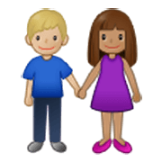 Émoji 👩🏽‍🤝‍👨🏼 Femme Et Homme Se Tenant La Main : Peau Légèrement Mate Et Peau Moyennement Claire sur Samsung One UI 3.1.1.