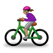 Émoji 🚴🏽‍♀️ Cycliste Femme : Peau Légèrement Mate sur Samsung One UI 3.1.1.
