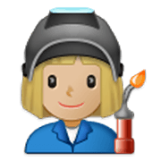 👩🏼‍🏭 Emoji Operaria: Tono De Piel Claro Medio en Samsung One UI 3.1.1.
